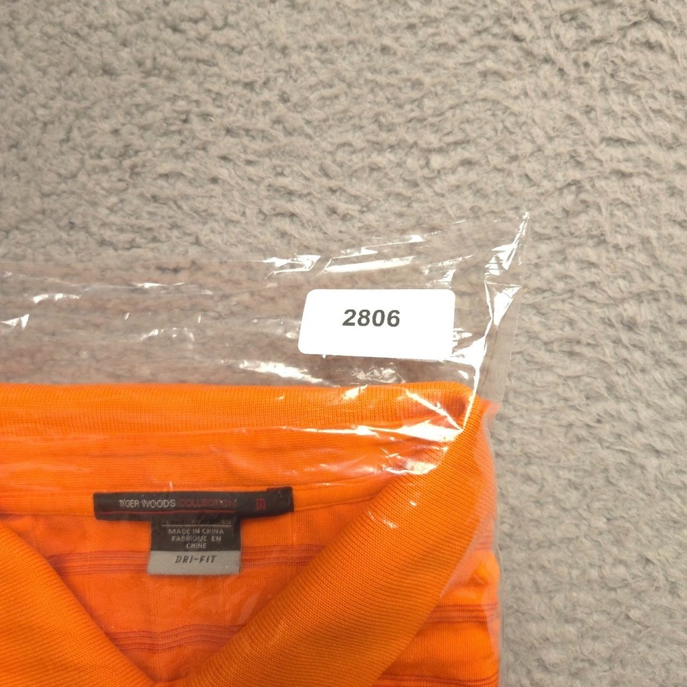 Nike Tiger Woods Collection Polo Mens XL Orange Stripe Dri-FIT Golf Shirt - Picture 13 of 13